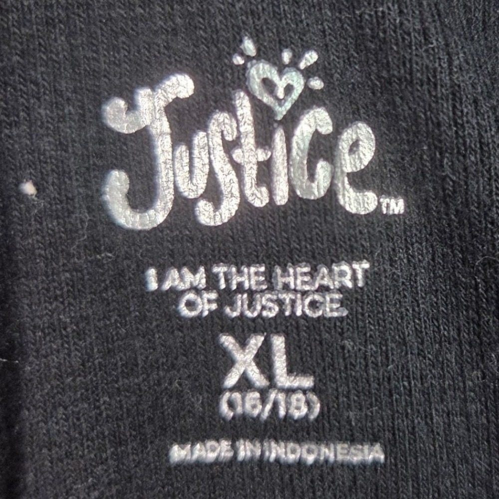 Justice Sport Ribbed Top Girls XL 16/18 Black Lace Up Long Sleeve Ringer Tee - Picture 5 of 9